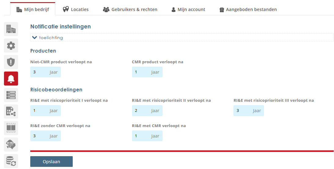 Notificatie instellingen Stoffenmanager®8