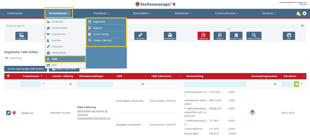 Inventariseren CMR-stoffen in Stoffenmanager®